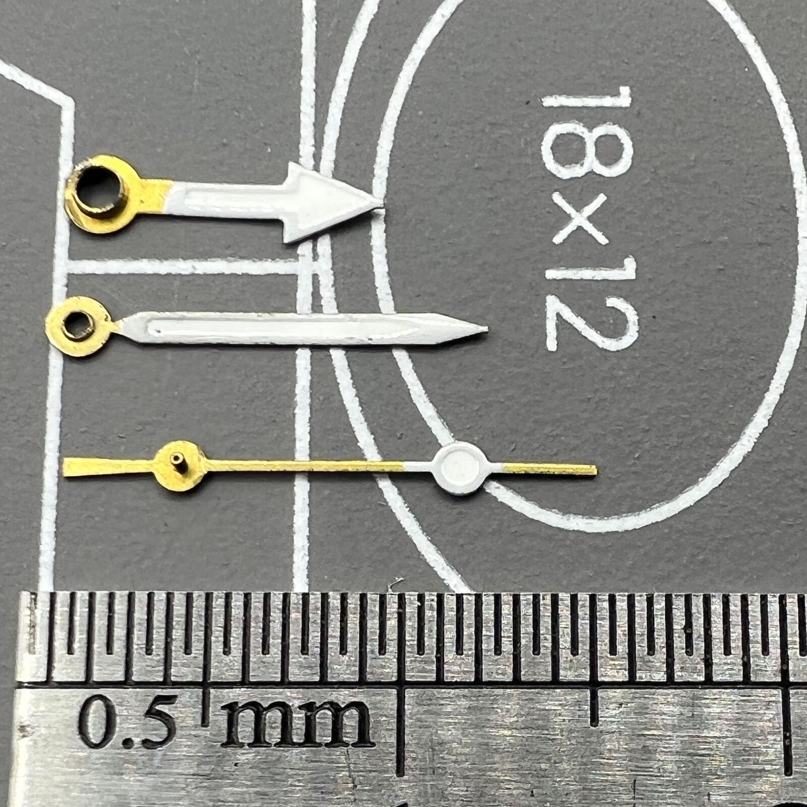 NO.1244 black watch hands set for Miyota 2035, sleek precision fit, enhancing watch repairs.