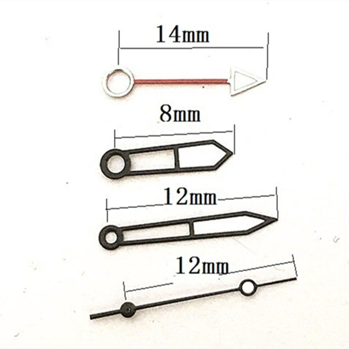 Black trim green luminous hollow watch hands, compatible with Miyota 8205 movement, perfect for watch repairs.