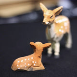 3pcs New Cute Lying+Standing Deer Wooden Figurine Sculpture Decorative Artwork