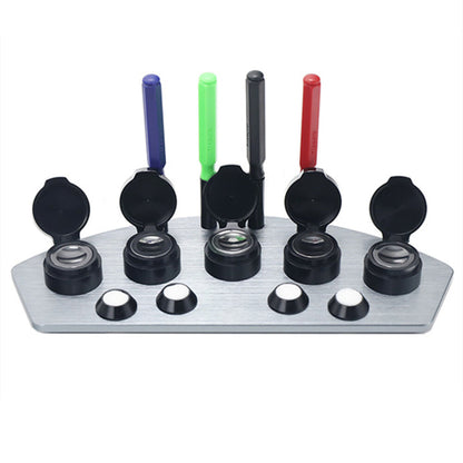 Black/White Oil Cups Stand In Die-cast Alloy 5 Containers Watch Repair Oiler Pen