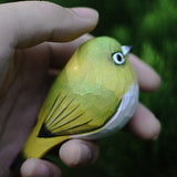 New Cute Handmade White-eye Bird Wooden Figurine Sculpture Decorative Artwork