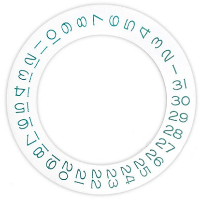 White Background Green Date Wheel Overlay for ETA2824 2836 8200 8215 Movement