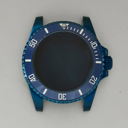40MM Blue Flat Mirror/Magnifying Glass Watch Case for NH35/NH36 Movement