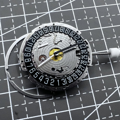 Schwarze Scheibe Quarzuhr ISA 8171A mit 4 Zeigern, Datum um 6 Uhr, Schweizer Marke