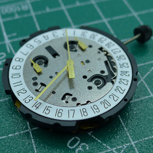 Wholesale ETA G10.212 quartz watch movement with Swiss precision, 3 hands and date display at 6 o'clock.