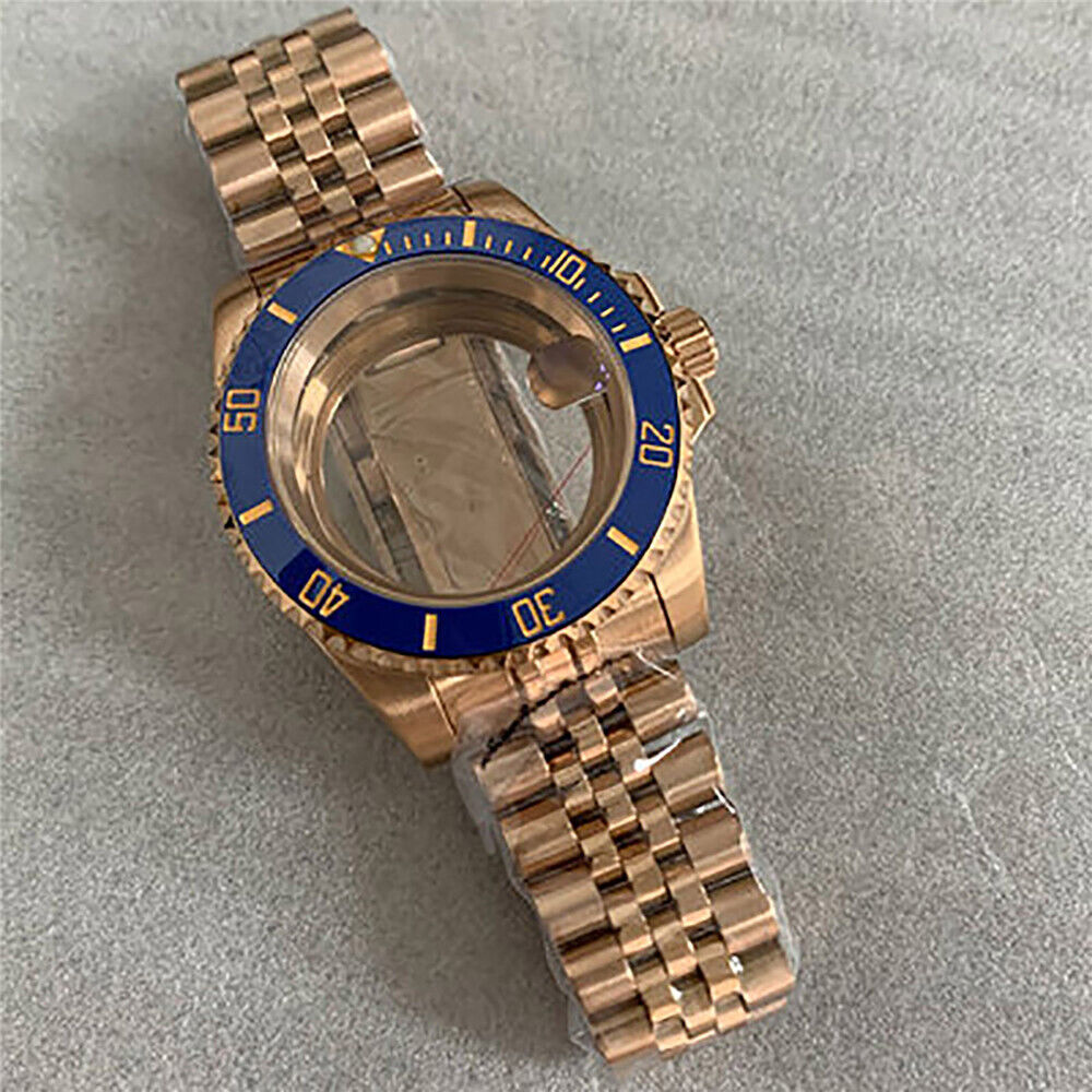40 mm goldenes Uhrengehäuse-Armband für NH35/36-Uhrwerk, modifiziertes Saphirglas 