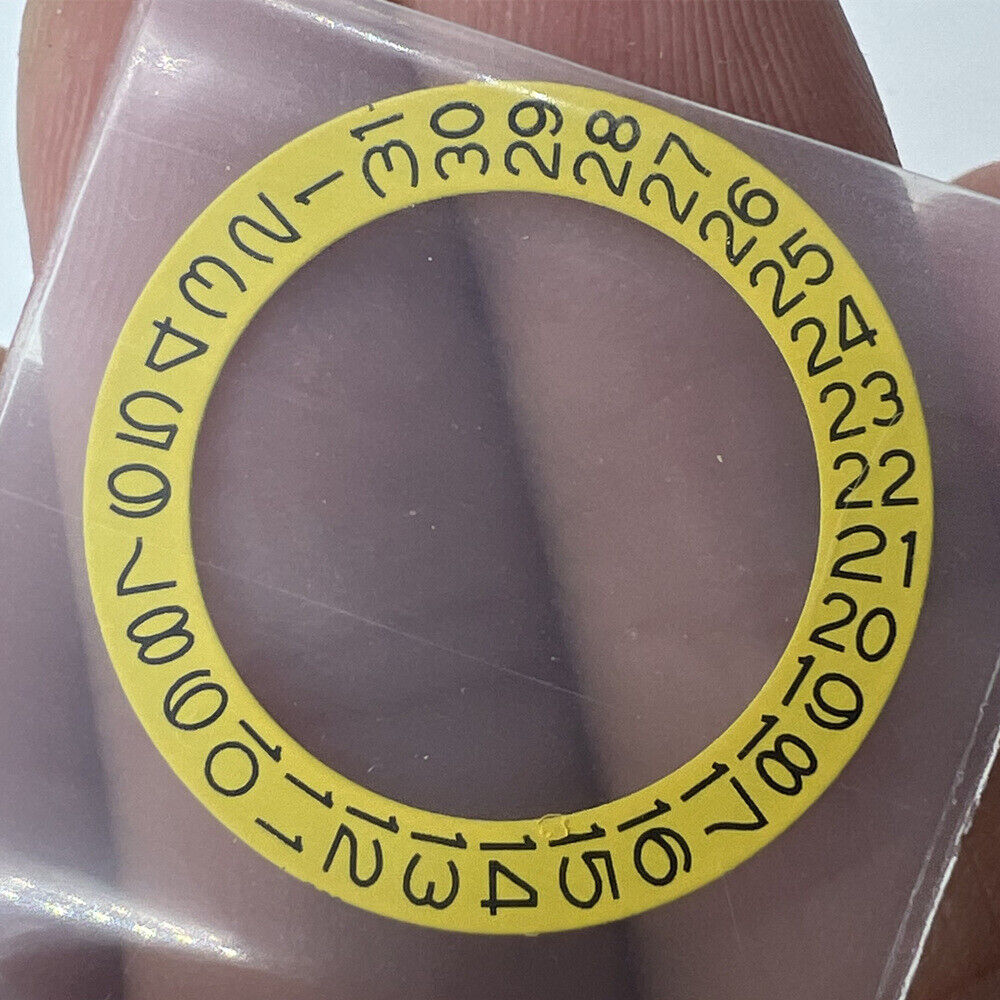 Yellow date disk wheel for NH35 NH36 movement, date display at 3 o'clock, watch accessory.