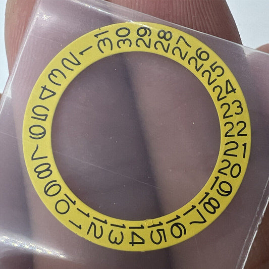 Yellow date disk wheel for NH35 NH36 movement, date display at 3 o'clock, watch accessory.