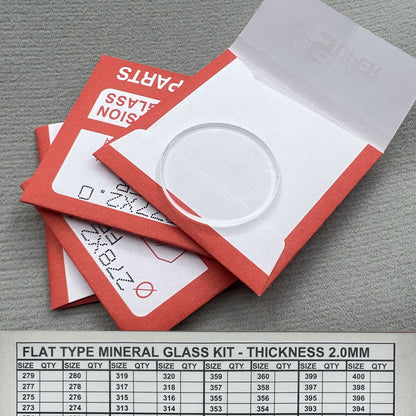 2.0mm Thick 32pcs Flat 27.3-40.0mm Round Watch Glass Mineral Crystal Replacement