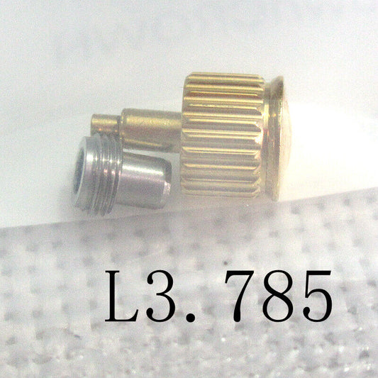 Golden 6X5mm replacement watch crown for Conquest L3.785, durable generic accessory for timepiece repair.