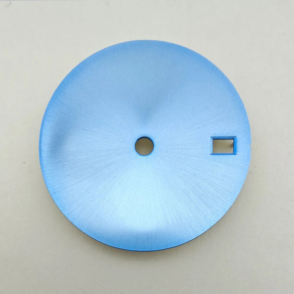 28.5mm solid color watch dial, metal finish, no lume, compatible with NH35 movement for sleek watches.
