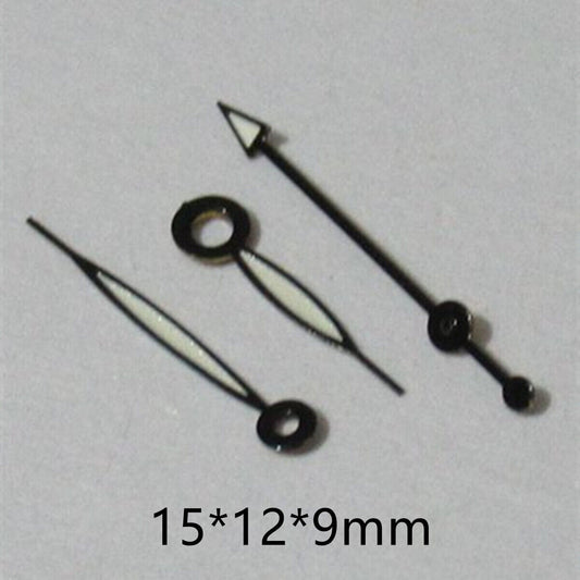 15mm black trim green luminous watch hands set for Miyota 2035 movement