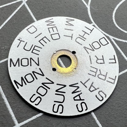 Disque de semaine blanc en police anglaise, compatible avec le mouvement 2836, date à 9 heures, n° 25