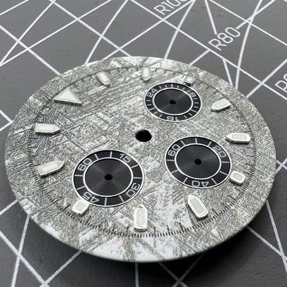 Green Lume 32.5mm Grey Rock Style Matted Watch Dial with rugged design for VK63 Quartz movement.