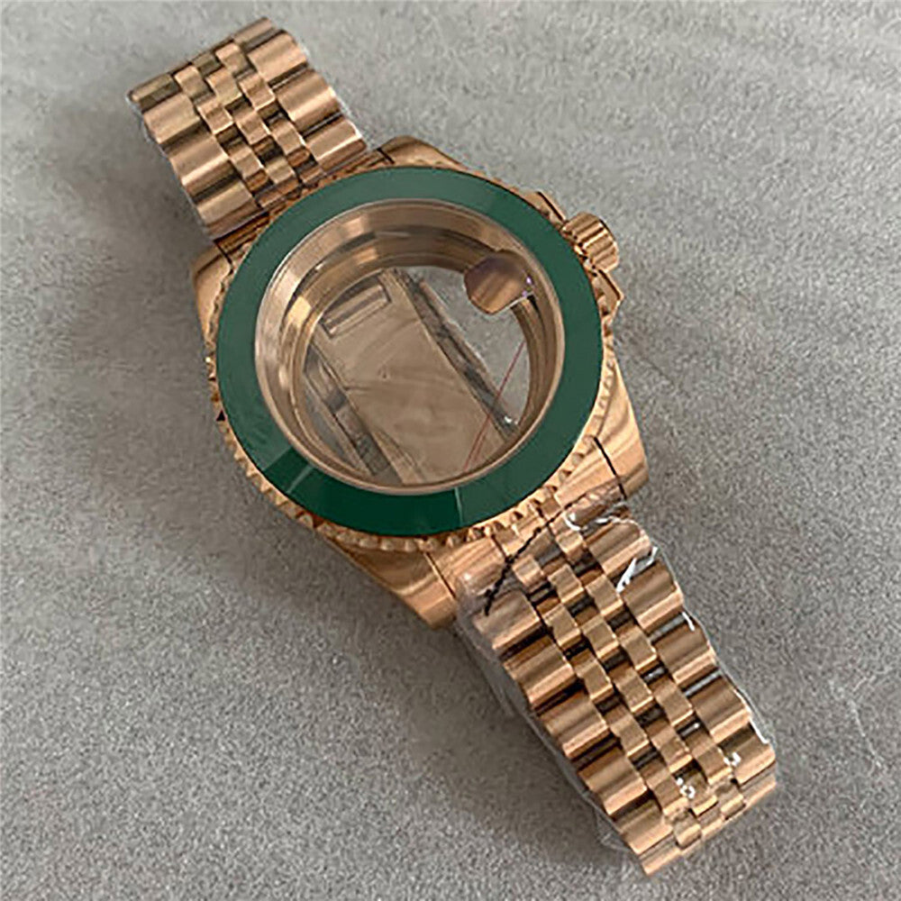 40 mm goldenes Uhrengehäuse-Armband für NH35/36-Uhrwerk, modifiziertes Saphirglas 