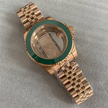 40 mm goldenes Uhrengehäuse-Armband für NH35/36-Uhrwerk, modifiziertes Saphirglas 