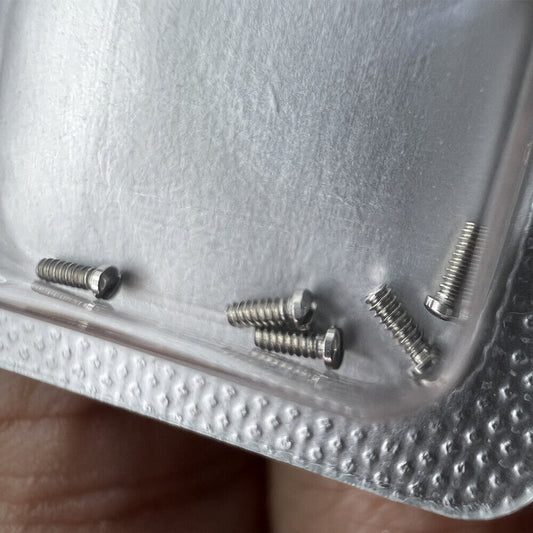 Men's 3x1mm slotted watch back cover screws for Cartier watches, durable watch repair accessory.