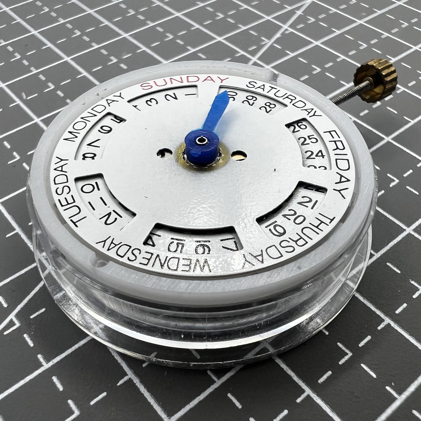 MINGZHU 2813 8205 silver automatic watch movement displaying date and day indicators with precision components