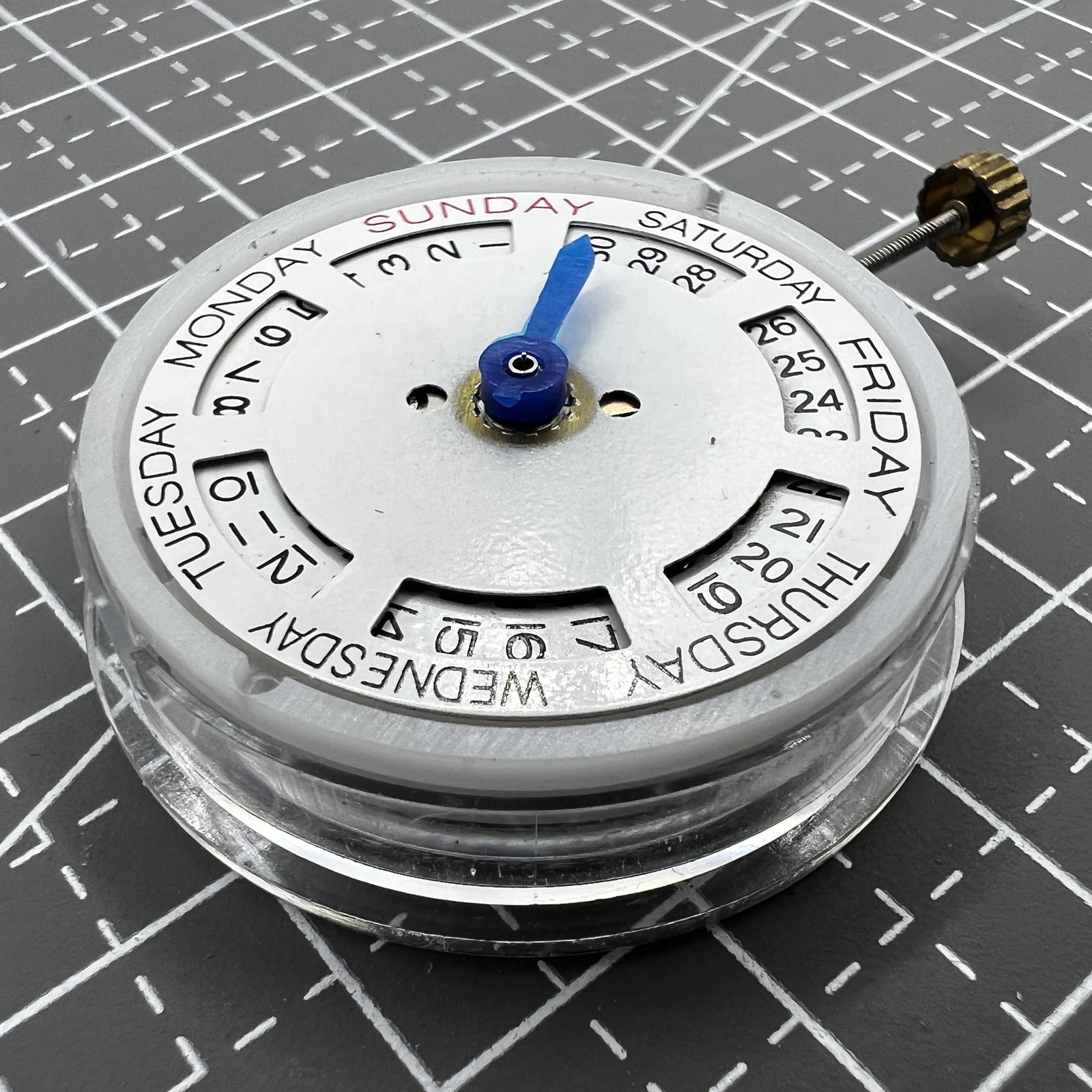 MINGZHU 2813 8205 silver automatic watch movement displaying date and day indicators with precision components