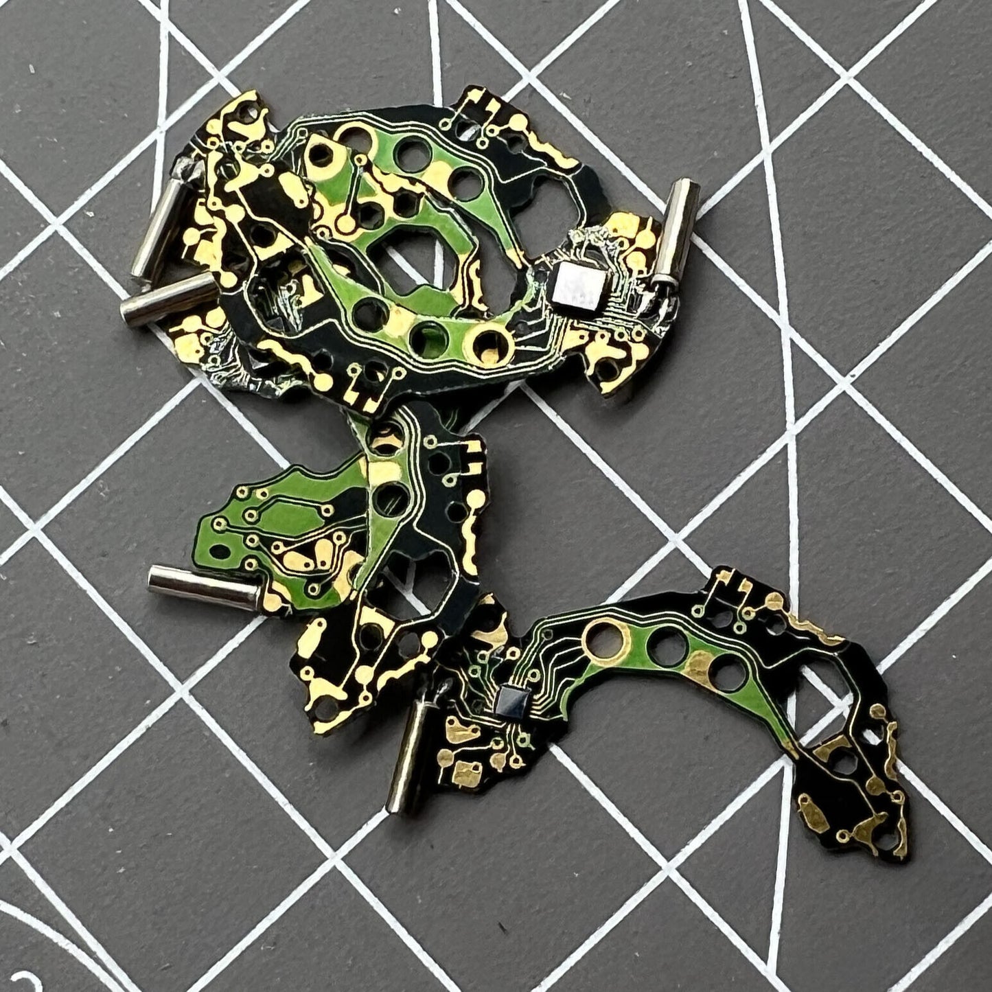 Generic 3-piece circuit board set for Miyota FS00 FS10 FS20 quartz watch movements, precise timekeeping components.