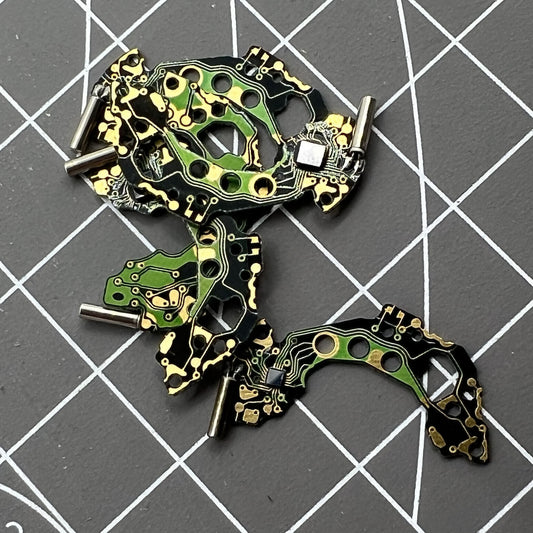 Generic 3-piece circuit board set for Miyota FS00 FS10 FS20 quartz watch movements, precise timekeeping components.