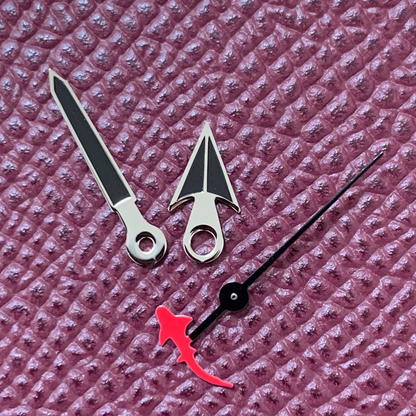 Black watch hands set for NH35/NH36/4R36 movement with Turtle/Fish second hand.