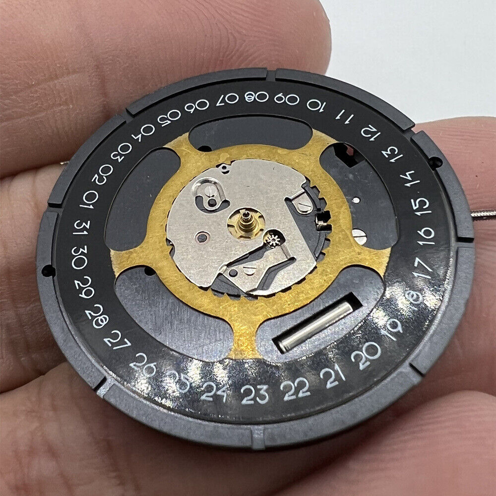 Watchmakers ISA 2334 black dial quartz movement for precise timekeeping, compatible replacement part