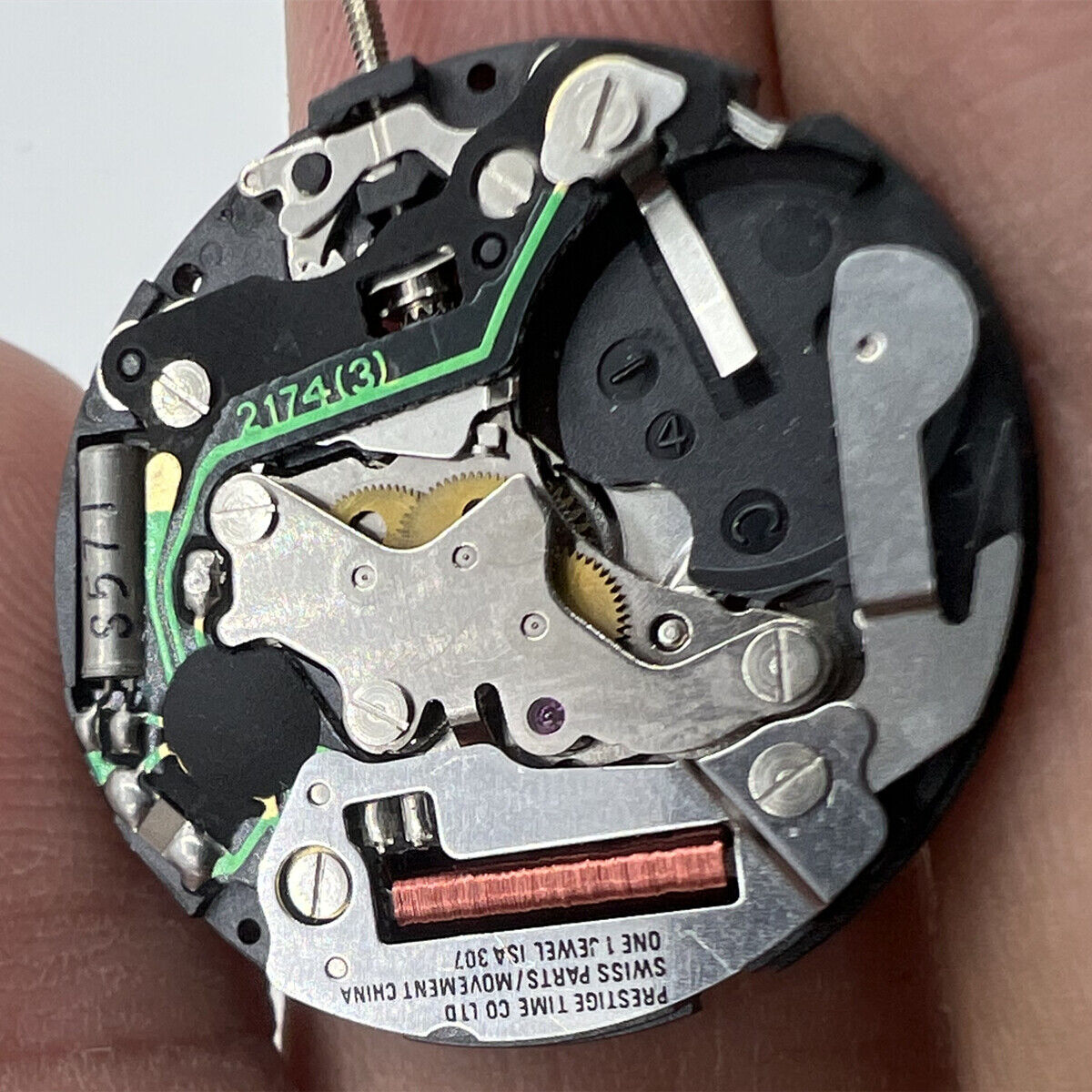 Swiss Made ISA 307 quartz movement watch repair part for 3-hand watches by Watchmakers, precision replacement component.
