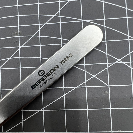 Bergeon 7026-3 antimagnetic tweezer for precise fine hairspring handling in watch repair accessories.