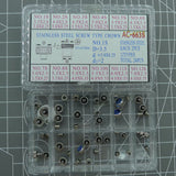 AC-663S Stainless Steel Screw Type Crown Each 2PCS 12 Types Total 24PCS