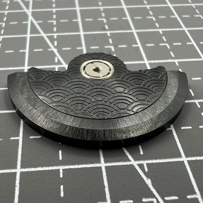 Black Sea Wave carved rotor oscillating weight for Miyota NH35 NH36 watch movement, brand engraved.