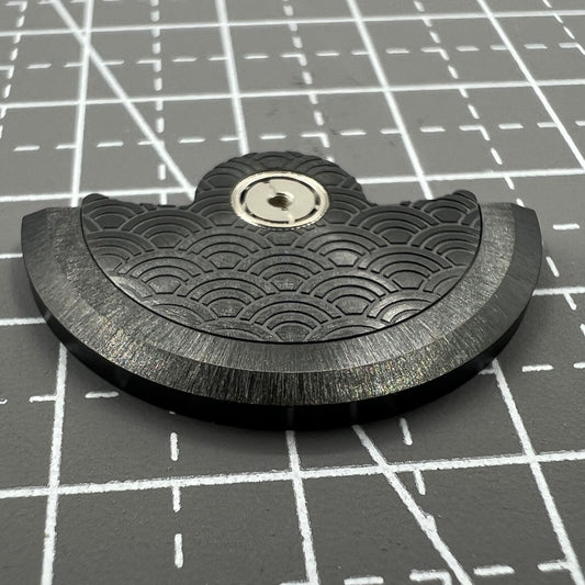 Black Sea Wave carved rotor oscillating weight for Miyota NH35 NH36 watch movement, brand engraved.
