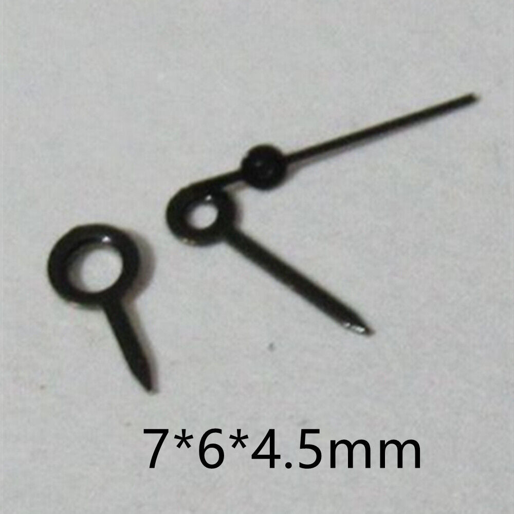 7mm black painted watch hands set by Miyota, compatible with models 2035, 2115, 2105, 2305, 2315, 2005.