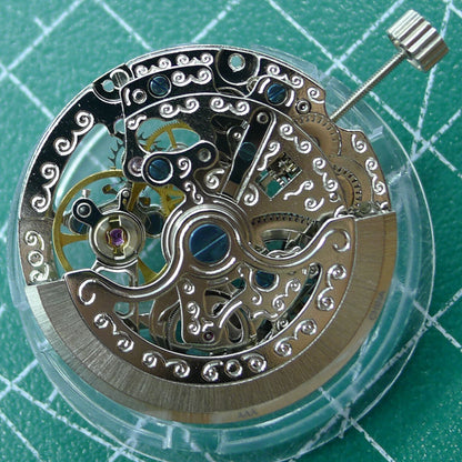 TY2807 Skeleton automatic watch movement by T16, precision replacement for mechanical repair and upgrade.