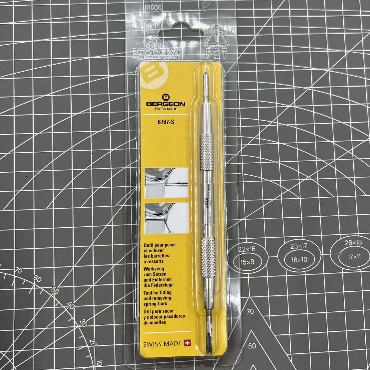 Bergeon 6767-S spring bar tool for precise watch bracelet fitting and removal, ideal for strap adjustments.