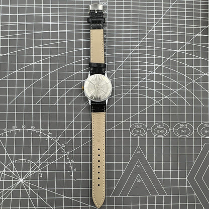 37mm Shanghai manual mechanical watch with gradient grey dial, 17 jewels, elegant everyday timepiece.