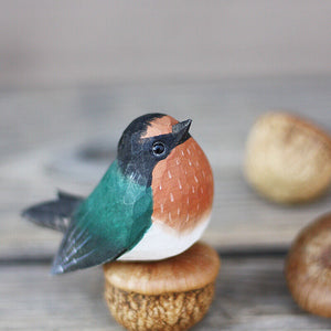 Brand New Handmade Young Swallow Wooden Figurine Sculpture Decorative Artwork