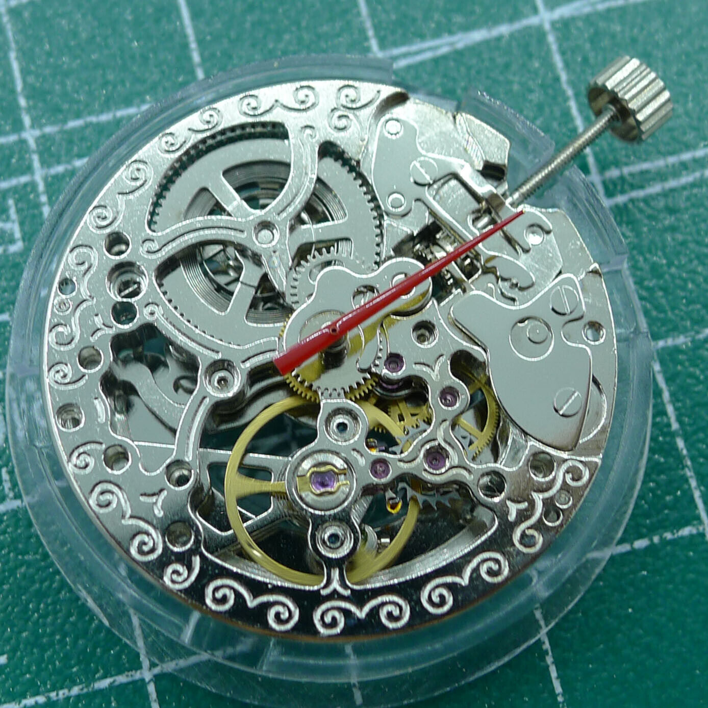 TY2807 Skeleton automatic watch movement T16 replacement for precise mechanical repair and upgrade.