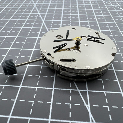 DG2813 automatic mechanical watch movement close-up with three big hands and small seconds at 6 o'clock, no calendar.