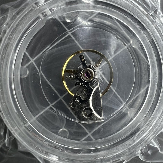 Balance wheel with splint for Dandong 7750 watch movement, 28800 frequency precision component.