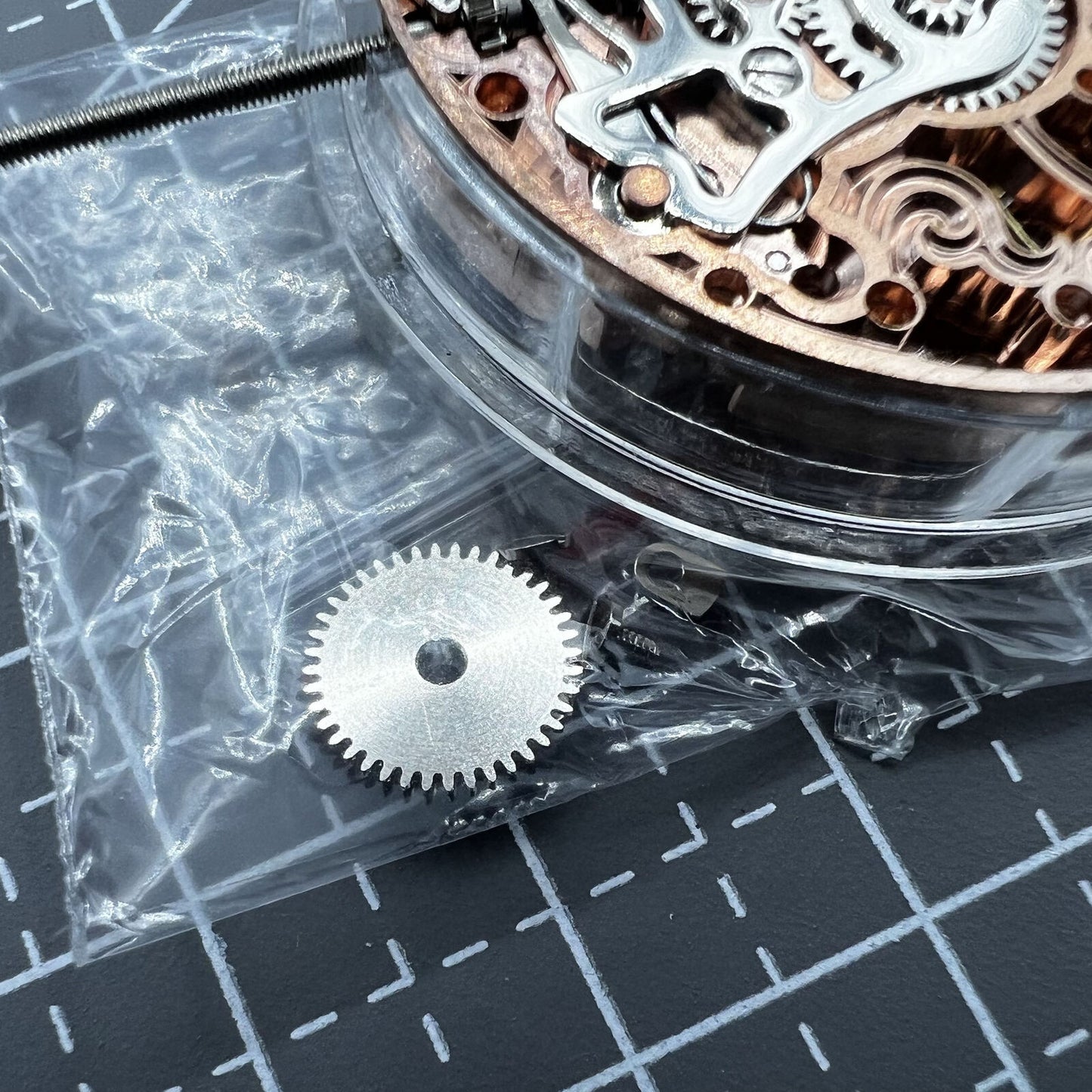 Seagull ST3600 6497 carved hollow manual watch movement displaying intricate mechanical craftsmanship.