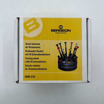 Bergeon 6899-S10 stainless steel screwdrivers set with elastomer handles for precise watch accessory repairs