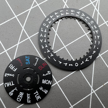 Arabic /English Font Black Date Disk Wheel Week Wheel for NH36 3/3.8 Movement