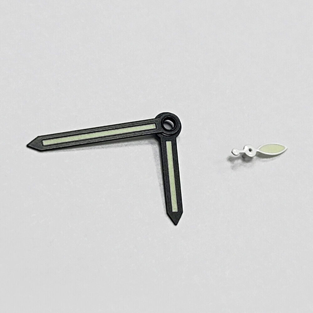 14mm green lume black trim watch hands for ST3600/ST3620 ETA6497/6498 movements, precise timing.