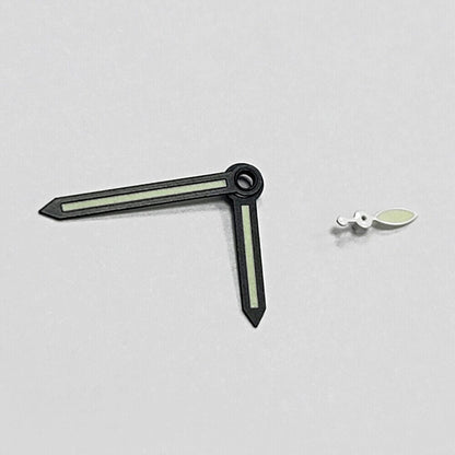 14mm green lume black trim watch hands for ST3600/ST3620 ETA6497/6498 movements, precise timing.