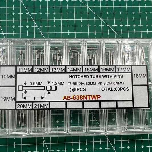 1. Wholesale AB-638NTWP stainless steel notched tube with pins for secure watch band attachment.  