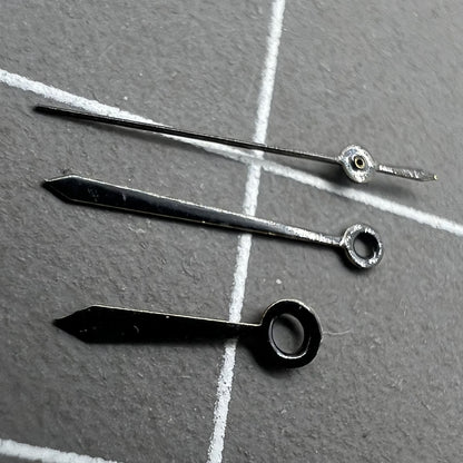 Black watch hands set for Miyota 2035 movement, lengths 14mm, 11mm, 8mm, precise fit by NO.1310.