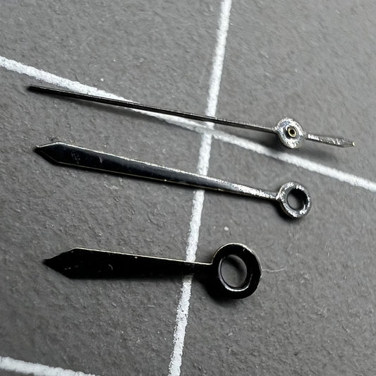 Black watch hands set for Miyota 2035 movement, lengths 14mm, 11mm, 8mm, precise fit by NO.1310.