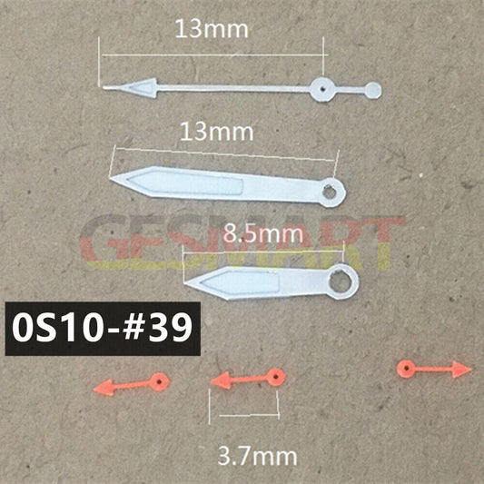 13 mm silberfarbene, grün leuchtende, spitze Uhrzeiger für Miyota 0S10-Uhrwerk