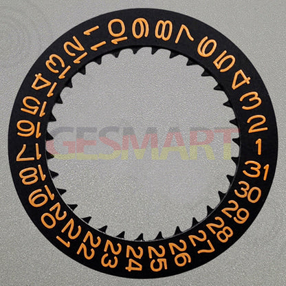 Orange font date disk wheel for NH36 movement with date window at 3 o'clock - watch part